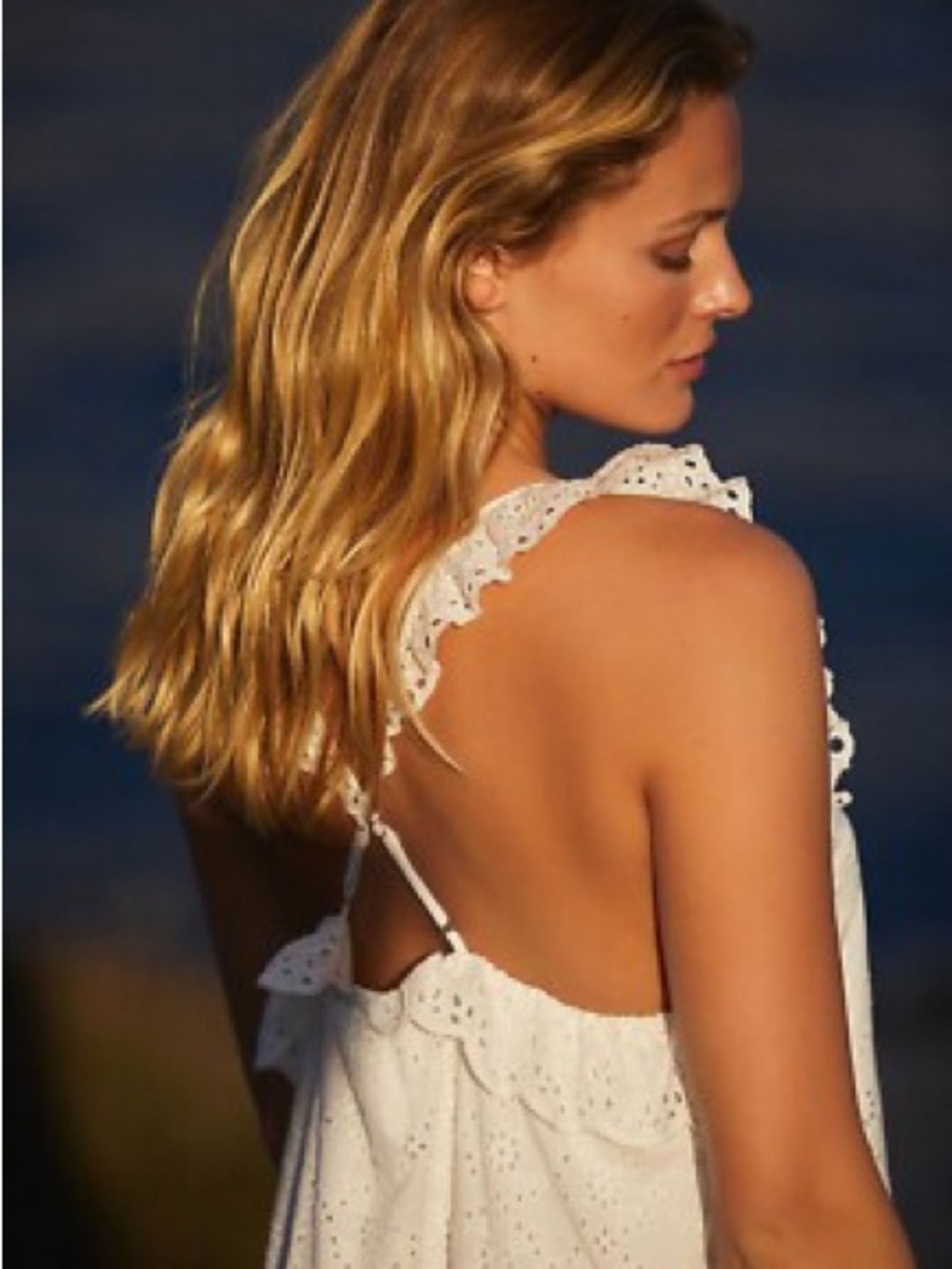 Current Air White crochet Eyelet Ruffle midi dress size S - Picture 6 of 12